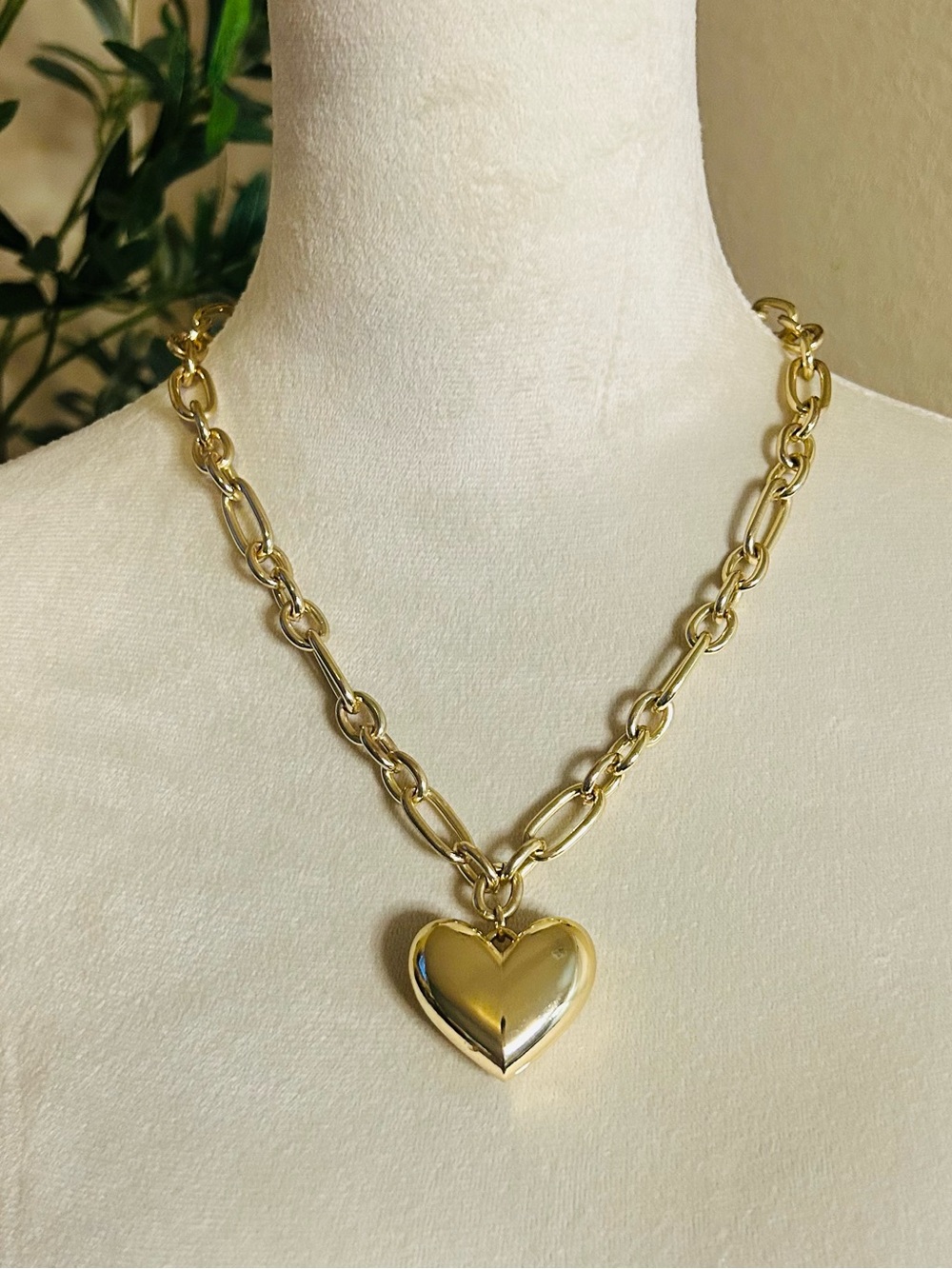 SugarFix by Baublebar Gold Heart Necklace 22” Inch Paperclip Chain